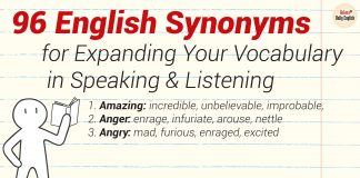 96 English Synonyms for Expanding Your Vocabulary in Speaking & Listening