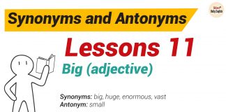 Synonyms and Antonyms Dictionary -Lesson 11: Big (adjective) Synonyms and Antonyms Dictionary 11-01