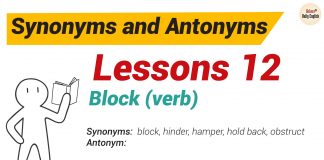 Synonyms and Antonyms Dictionary -Lesson 12: Block (verb)