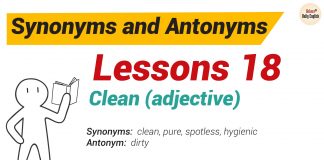 Synonyms and Antonyms Dictionary -Lesson 18: Clean (adjective)