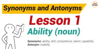 Synonyms and Antonyms Dictionary -Lesson 1: Ability (noun) Synonyms and Antonyms Dictionary -Lesson 1-01