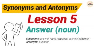 Synonyms and Antonyms Dictionary -Lesson 5: Answer (noun) Synonyms and Antonyms Dictionary -Lesson 5-01