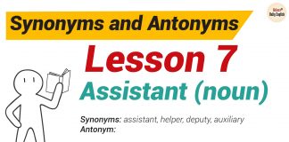 Synonyms and Antonyms Dictionary -Lesson 7: Assistant (noun) Synonyms and Antonyms Dictionary -Lesson 7-01