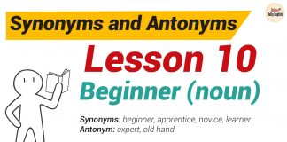 Synonyms and Antonyms Dictionary -Lesson 10: Beginner (noun) Synonyms and Antonyms Dictionary -Lesson10-01