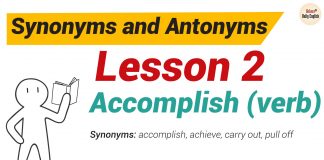 Synonyms and Antonyms Dictionary -Lesson 2: Accomplish (verb) Synonyms and Antonyms Dictionary -Lesson2-01