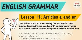 Learn English Grammar: Lesson 11 – Articles A and An