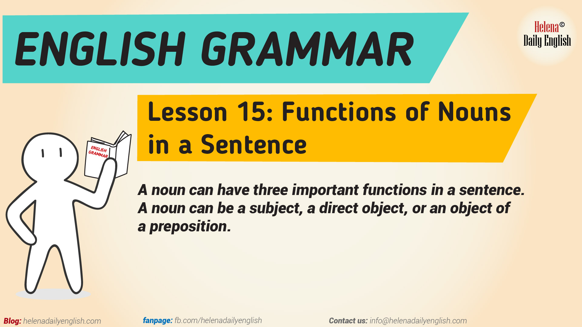 Learn English Grammar Lesson 15 Functions Of Nouns In A Sentence