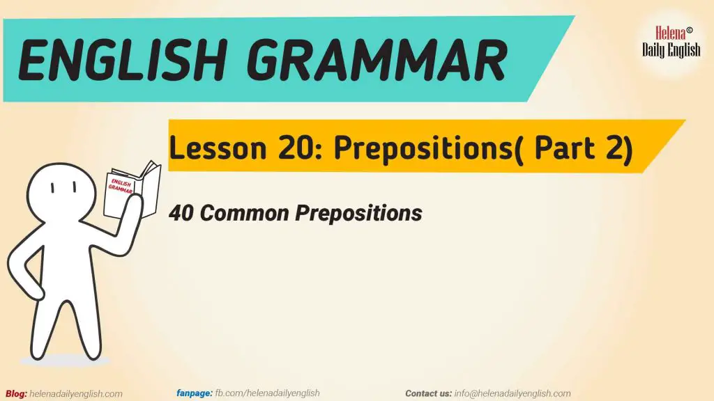 English Grammar Lesson 20 Part 2 40 Common Prepositions