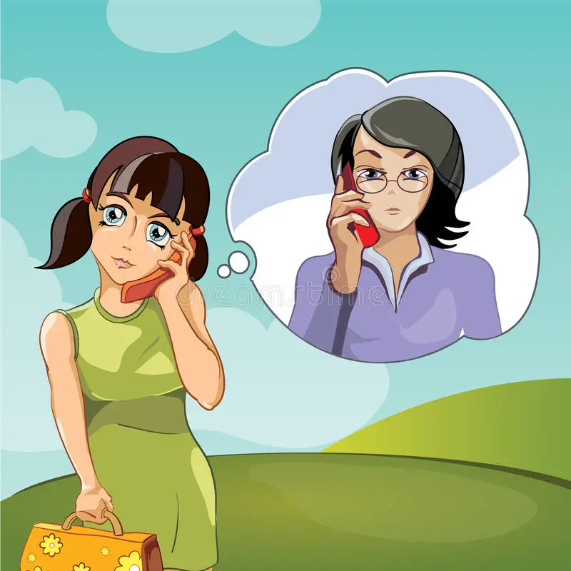 cartoon-family-two-women-mother-daughter-talking-phone-vector-illustration-53864868  | Helena Daily English